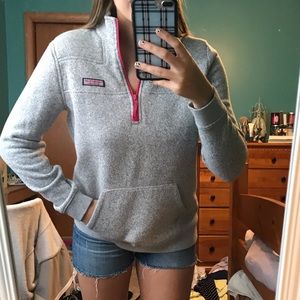 Vineyard vines gray 1/4 zip fleece pullover